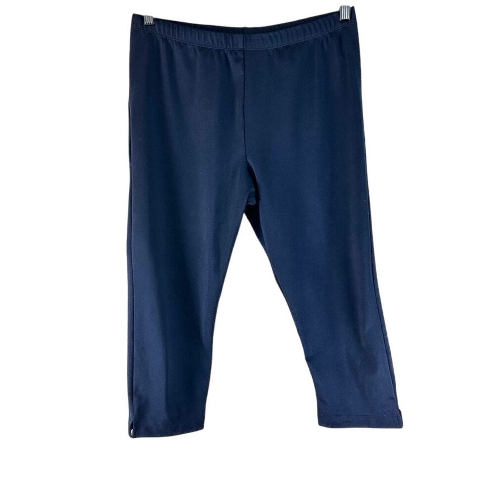 ProSpirit Navy Capri Leggings Womens Large Running Yoga Gym Zip Pocket